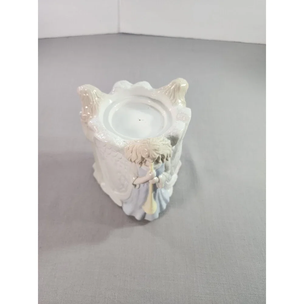 Ceramic Angel Choir Candle Holder Figurine Votive Tealight Pastel Color